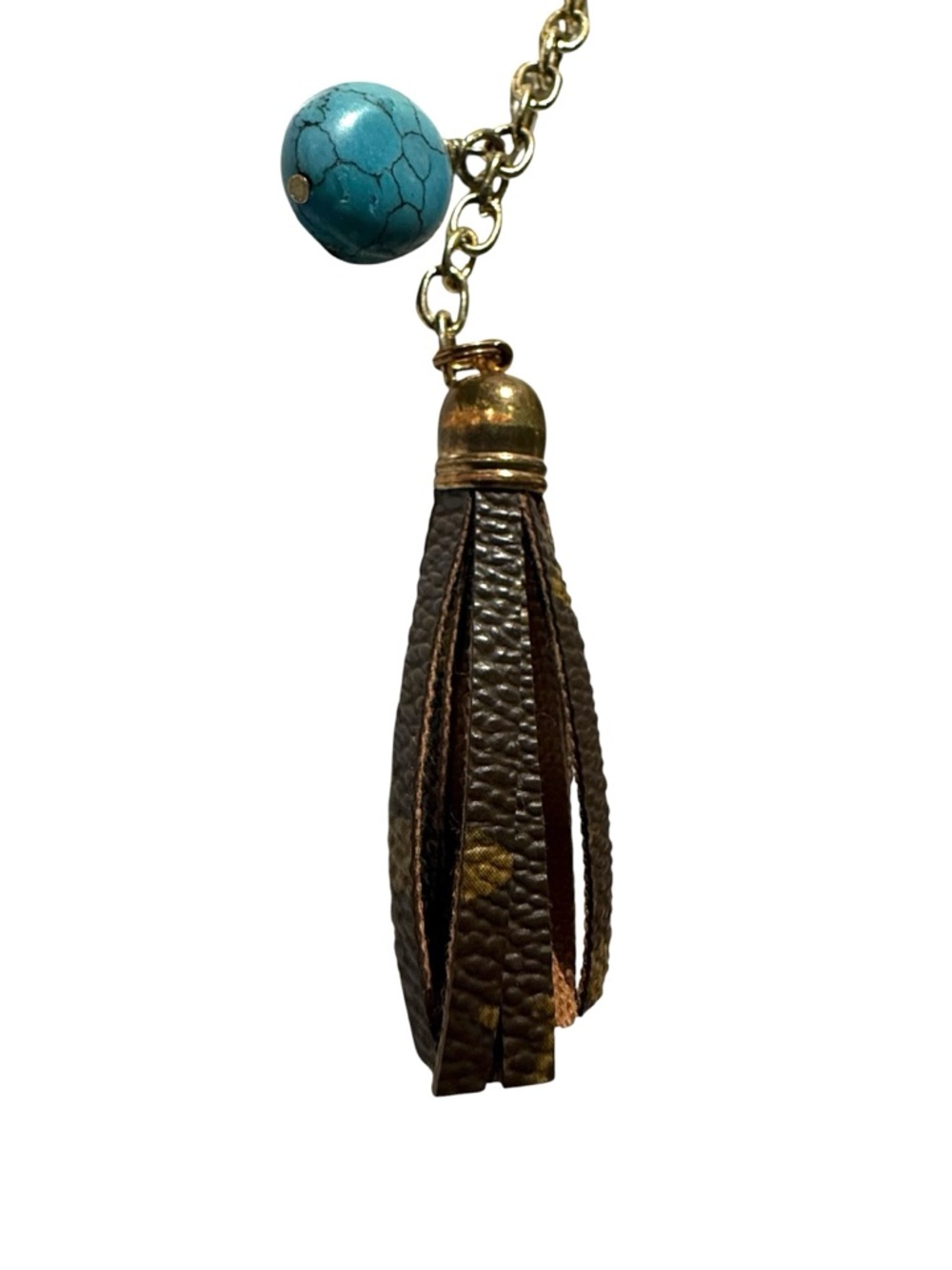 Louis Vuitton Upcycled Repurposed Leather Tassel KeyChain Bag Charm Turquoise - Picture 2 of 6